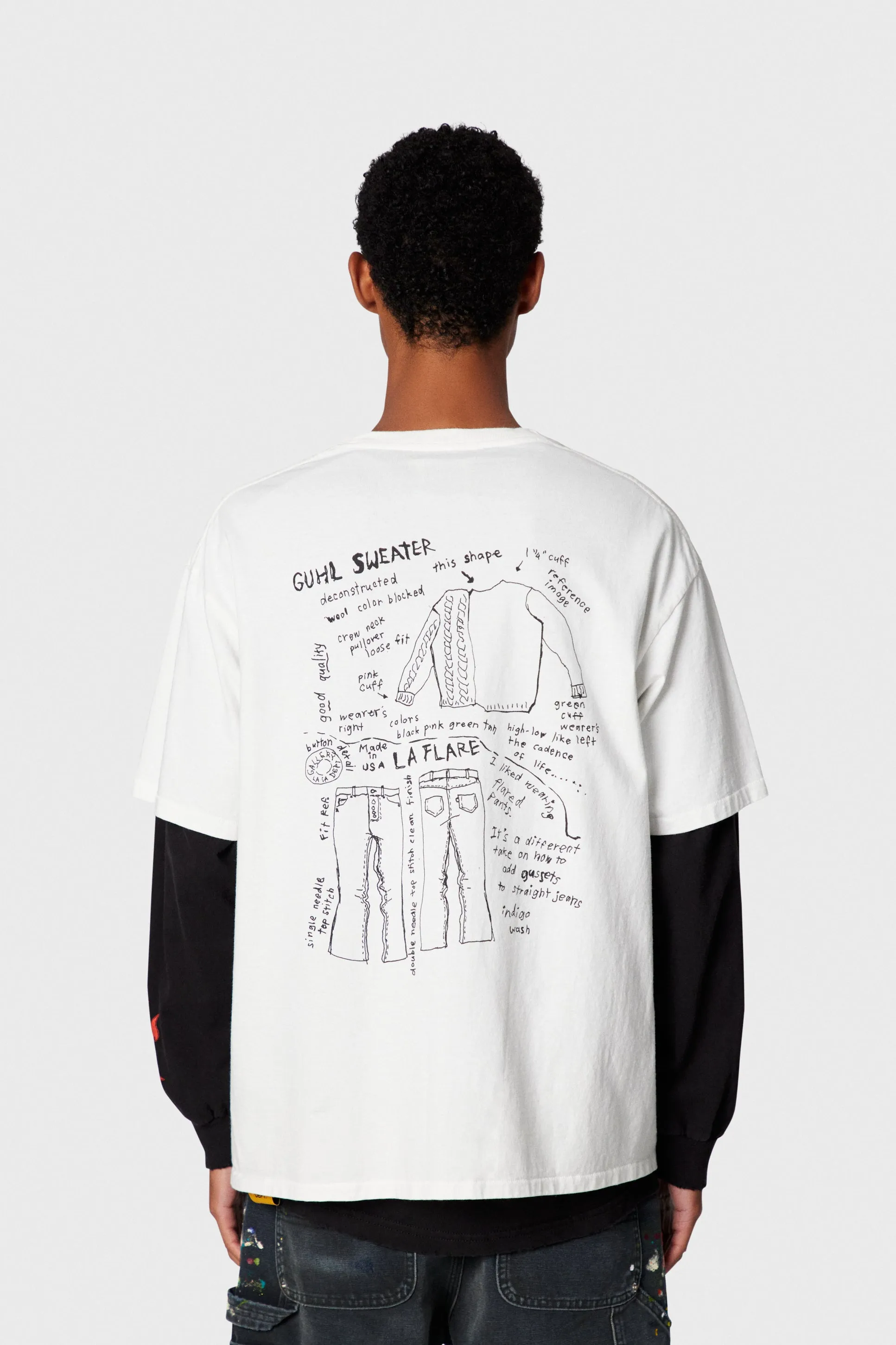 GALLERY DEPT. MOODY TEE/WHITE New in stock graffiti French/design draft printed TEE white S-XL original consistent OE yarn tube weaving seamless fabric authentic level printing restoration authentic consistent accessories